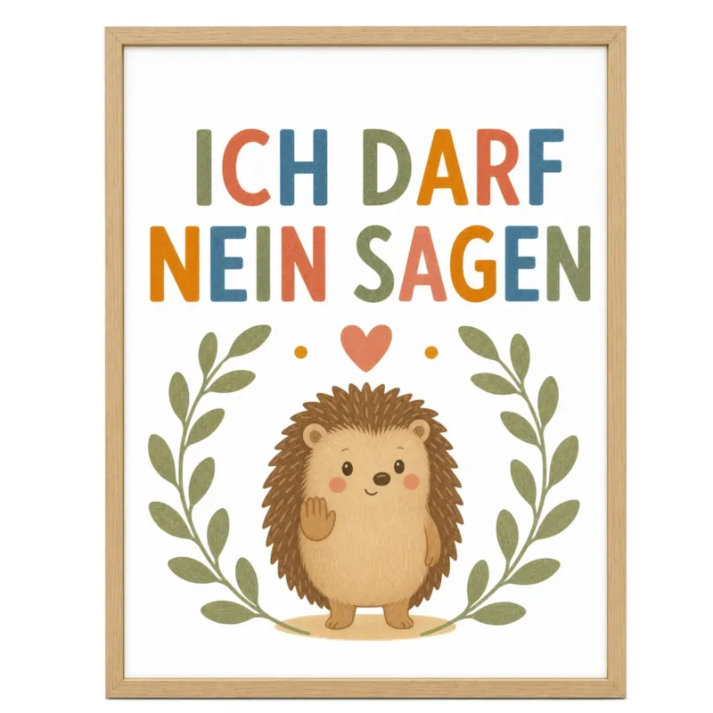 Affirmationsposter Kinderzimmer - Igel Ich darf nein sagen