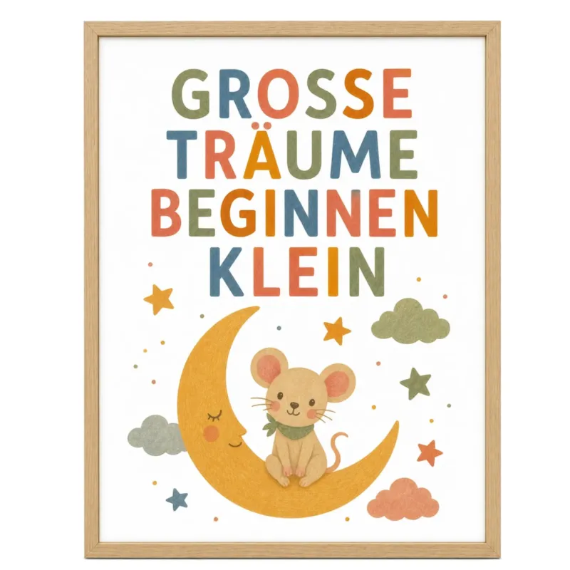Affirmationsposter Kinderzimmer - Maus Große Träume