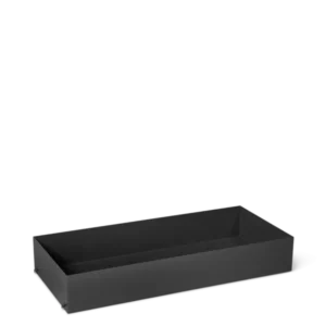Punctual Shelf Box in anthracite, shallow rectangular tray with raised edges