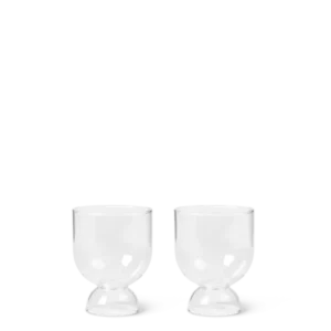 Still Glasses in clear, set of 2 with rounded bowls on domed feet