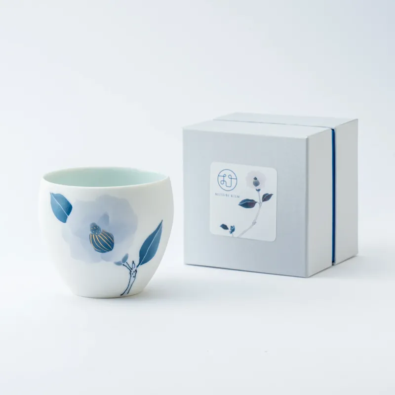 Blue Flower Camellia Japanese Teacup