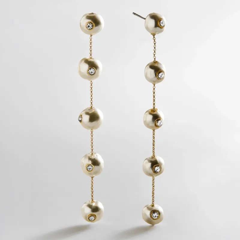 Blair Pearl & Crystal Earrings - Gold/Pearl