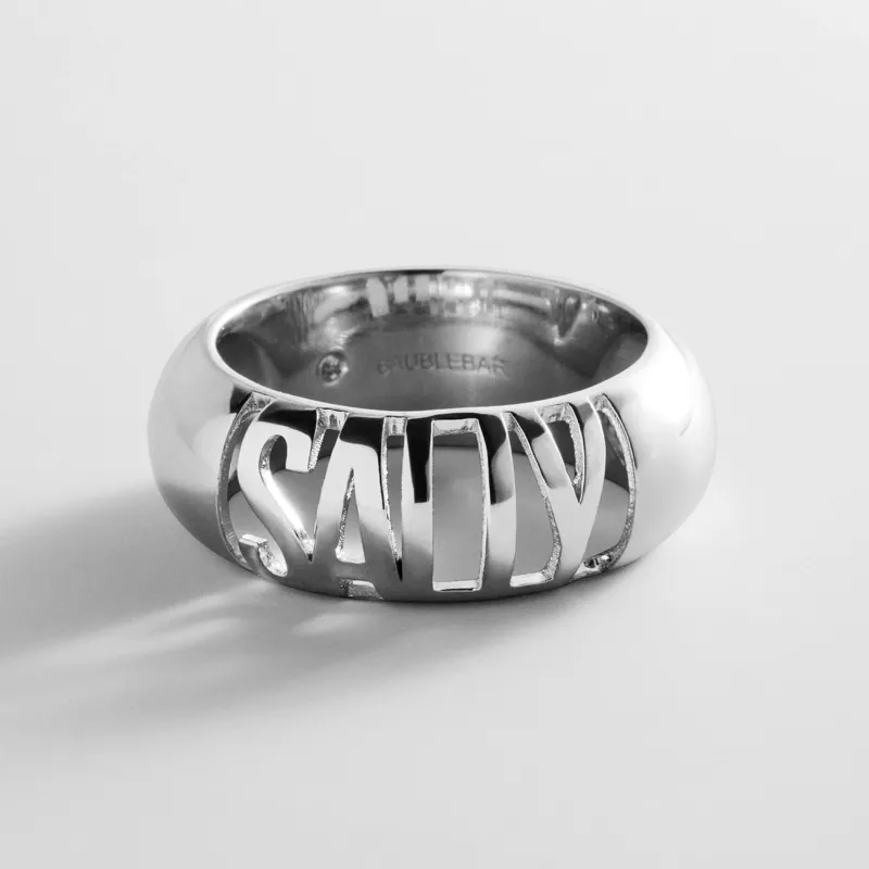 Domed Letter Custom Ring - Silver