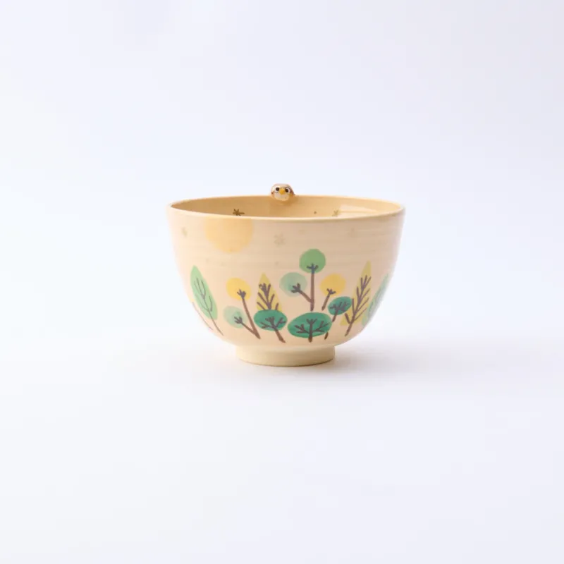 Forest and Peeking Owl Matcha Bowl
