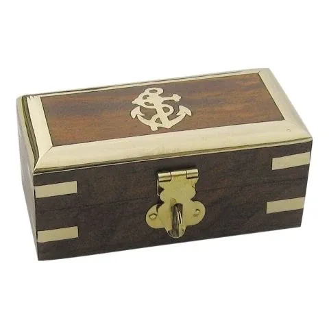 Holzbox mit Anker und Messingdeckel – maritime Aufbewahrungsbox aus Holz