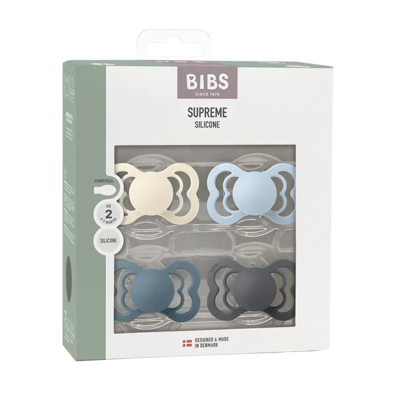 Supreme Pacifiers 4 Pack - Ivory/Baby Blue/Petrol/Iron - BIBS