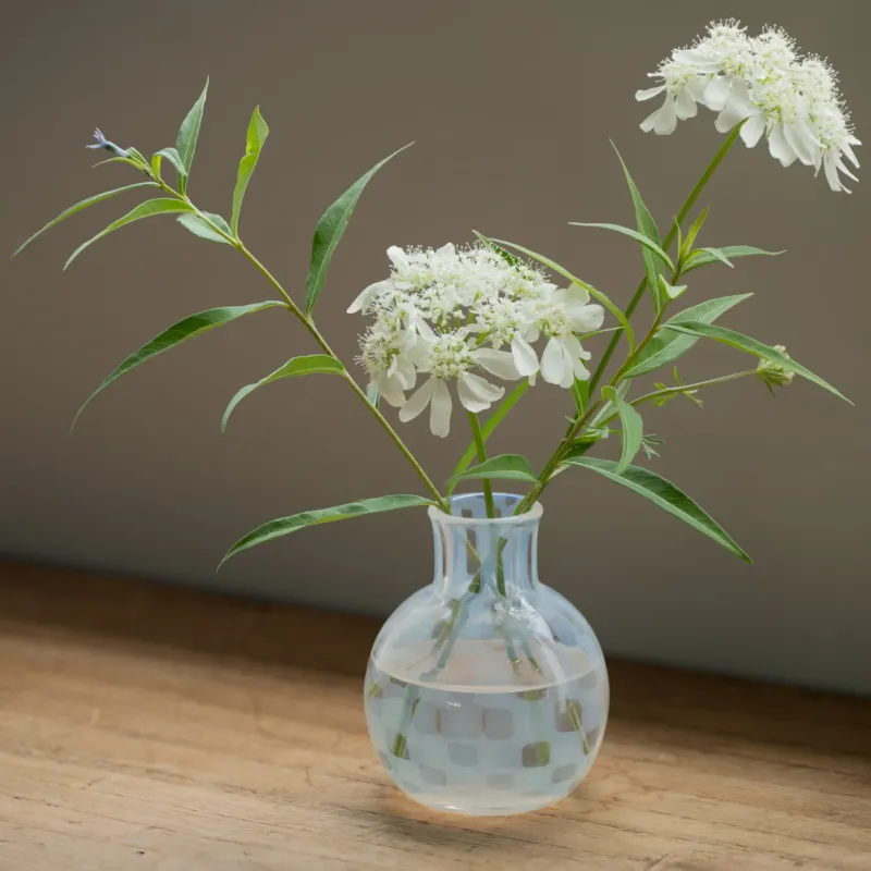 Taisho Roman Checkered Pattern Single Flower Vase