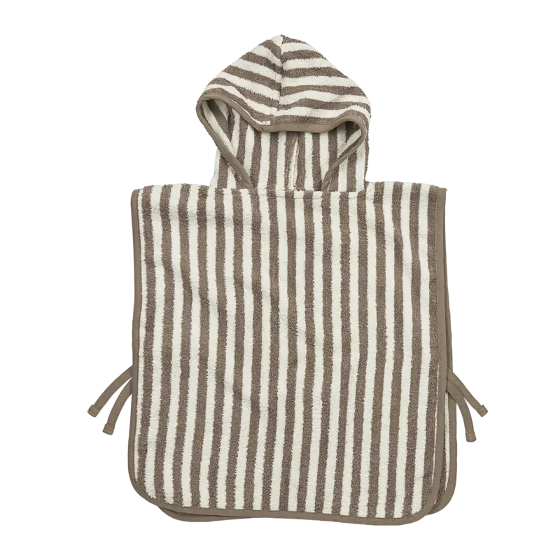 Meyco Badeponcho frottee jacquard Fat Stripe Taupe Studio