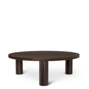 Post Coffee Table in large with Lines detailing on three cylindrical legs