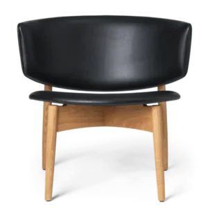 Herman Lounge Chair in natural oak and black with curved upholstered back