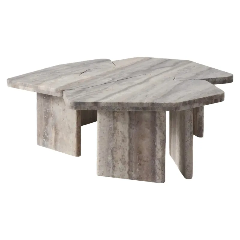 Richmond Interiors 3er-Set Travertin-Couchtisch Westin | Grau