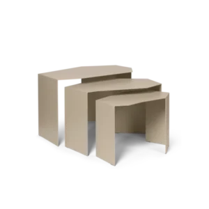 Shard Cluster Tables in cashmere, set of 3 nesting tables with angular tops