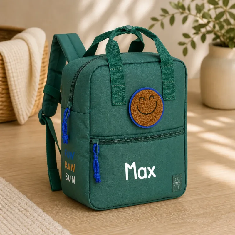Lässig Kindergartenrucksack Square - Little Gang dunkelgrün Personalisierung