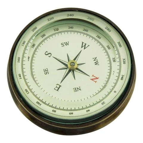 Kompass Antik mit Glas – dekorativer Messing Kompass im klassischen Vintage Stil