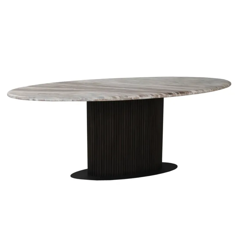 Richmond Interiors ovaler Marmor Esstisch Rashford dunkelbraun | 200x100 cm