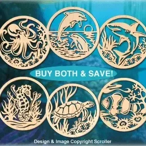 Underwater Sea Creature Wall Art Scroll Saw Pattern Set-Downloadable