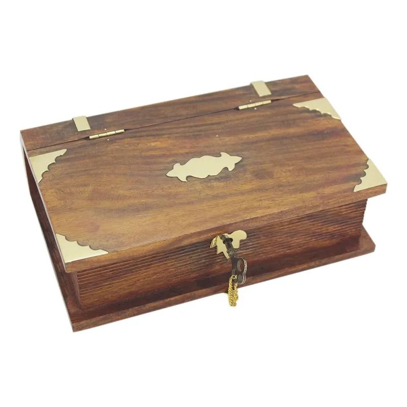 Buch Box mit Schloss – maritime Geheimbox aus Holz und Messing