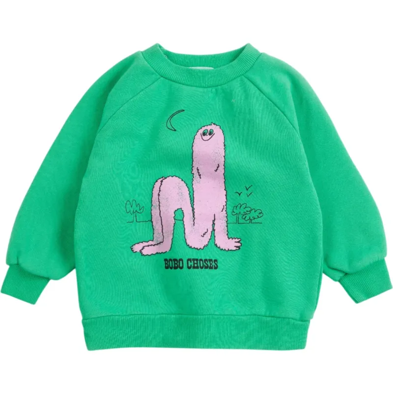 Bobo Choses Green Long Pinky Puff Sweatshirt