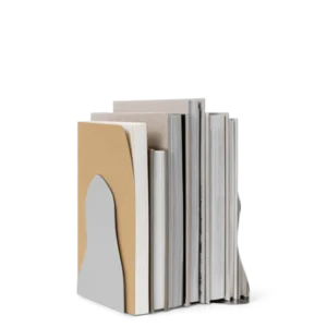 Pond Bookends in mirror polished finish, pair holding a row of books upright