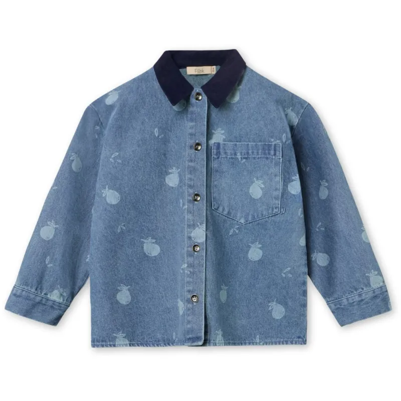 Fliink Medium Blue Aop Don Denim Skjorta