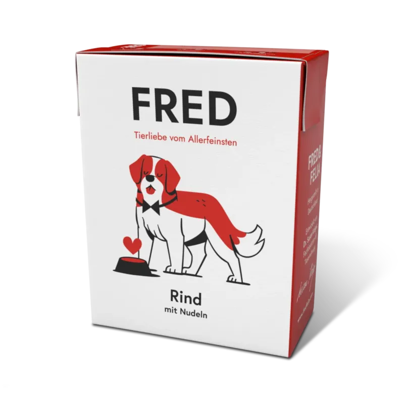 FRED Rind mit Nudeln – Nassfutter für Hunde, monoprotein, 10 x 390 g