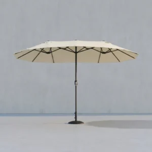 Doppelsonnenschirm 394 x 200 cm – UV-Schutz UPF 50+ – Mit Korkgirlande – Beige oder Grau