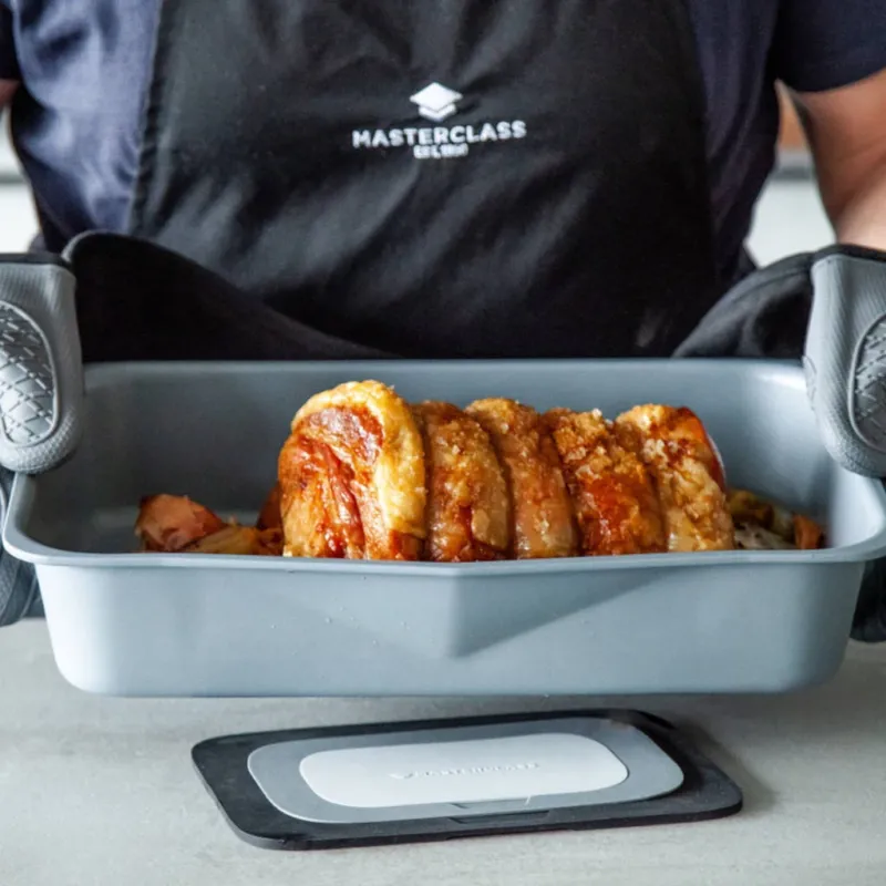 Bandeja para asar MasterClass con recubrimiento cerámico inteligente de KitchenCraft-Grande (42 x 31 cm)-KITMCCER03GRY