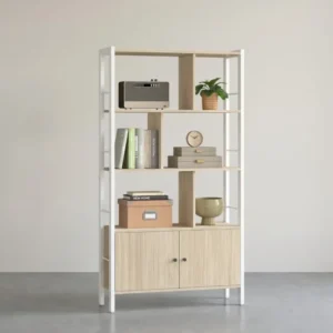 Bücherregal – Industriestil – Modernes Design – 4 Regalböden und Schrank mit Türen – 154,5 cm hoch