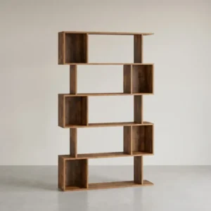 Bücherregal – S-förmiges Design – 5 Ebenen – 90 cm breit – 30 kg Tragkraft pro Ebene