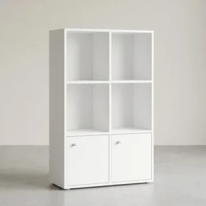 Bücherregal Mit Türen - 3 Ebenen Und 2 Fächern - Stilvoller Aufbewahrungsschrank