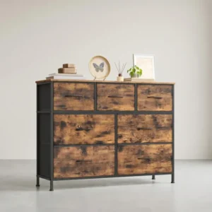 Großes Sideboard Mit 7 Stoffschubladen - Stahlrahmen - Für Schlafzimmer Oder Wohnzimmer
