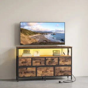 Sideboard Mit 7 Schubladen Und Offenem Fach - Industrieller Stil - Für Schlafzimmer Und Wohnzimmer
