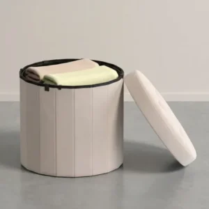 Runder Sitzhocker - Klappbarer Pouf Mit Stauraum - Mit Abnehmbarem Deckel