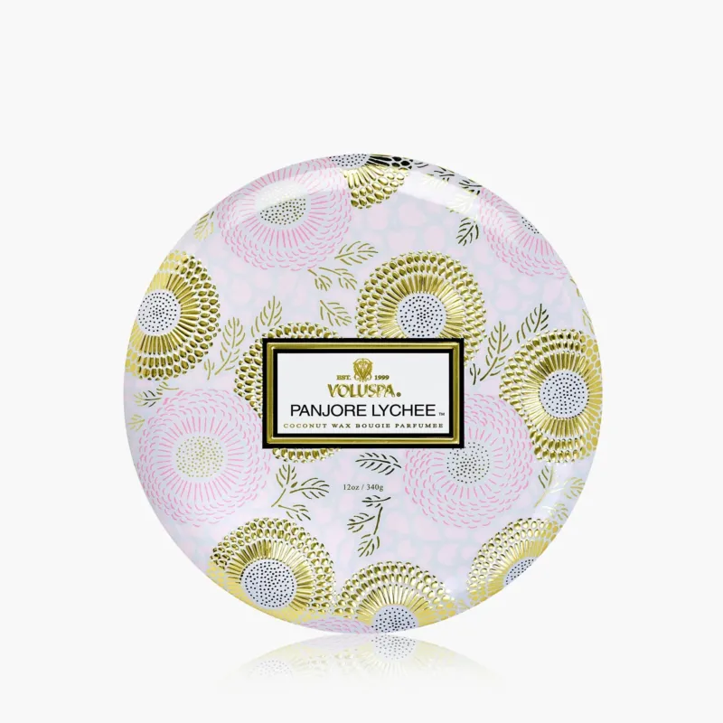 Voluspa 3-Docht Duftkerze Panjore Lychee | Dose mit Deckel