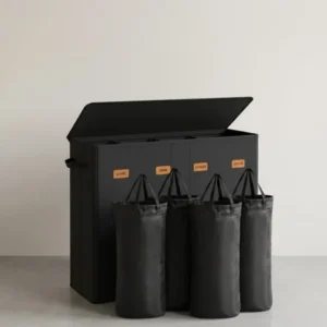 Wäschekorb mit 3 Fächern – 160L/210L – Herausnehmbarer Innenbeutel – Mit Deckel