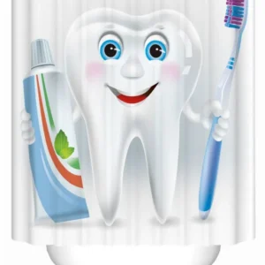 Shower Curtain of Animated Tooth Character