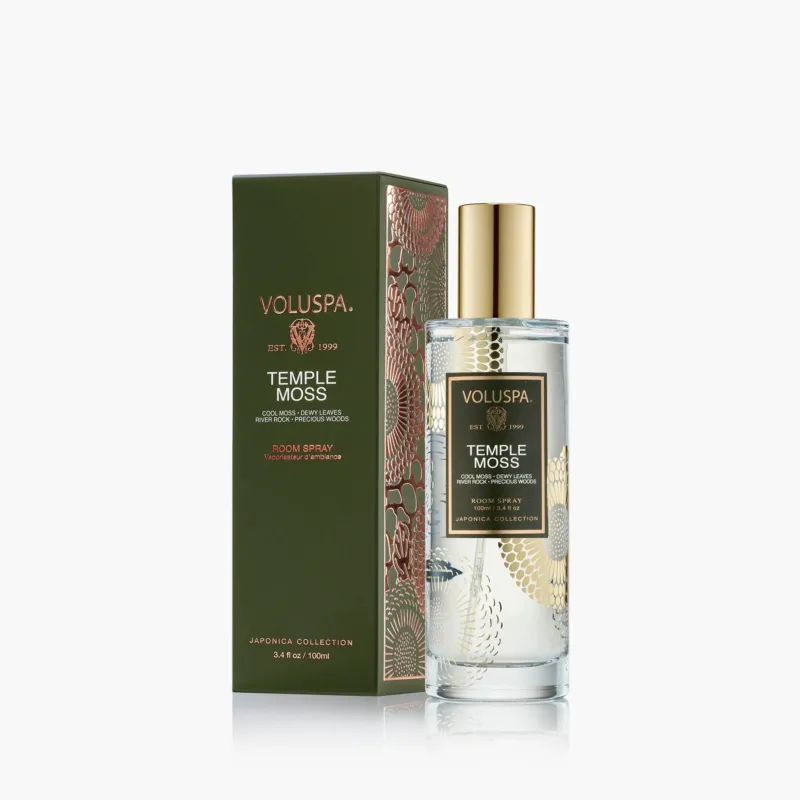 Voluspa Raumspray Temple Moss im edlen Glasflakon