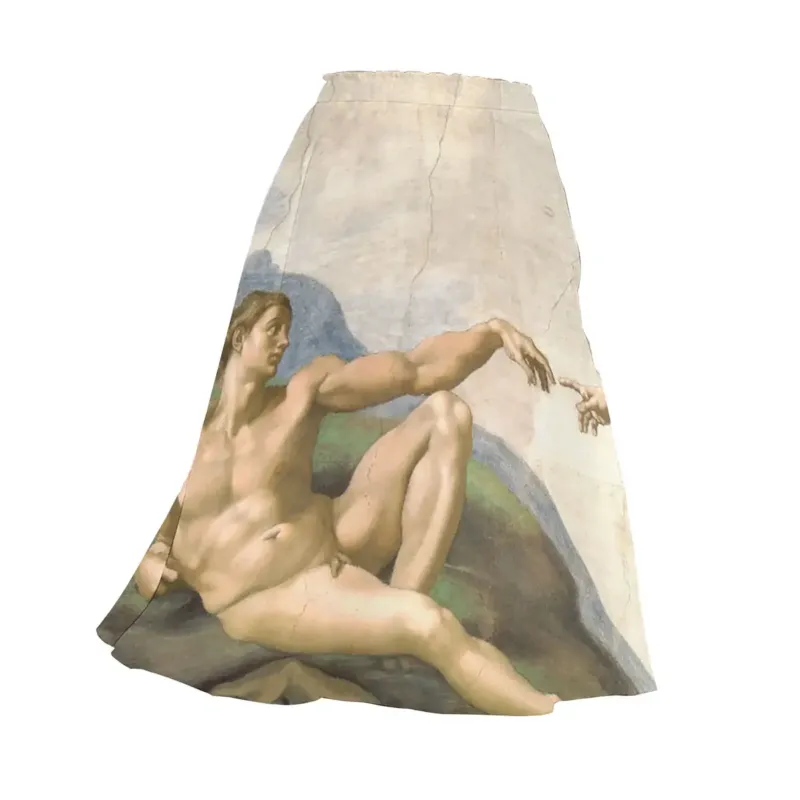 The Creation of Adam by Michelangelo chiffon skirt with Renaissance artwork print