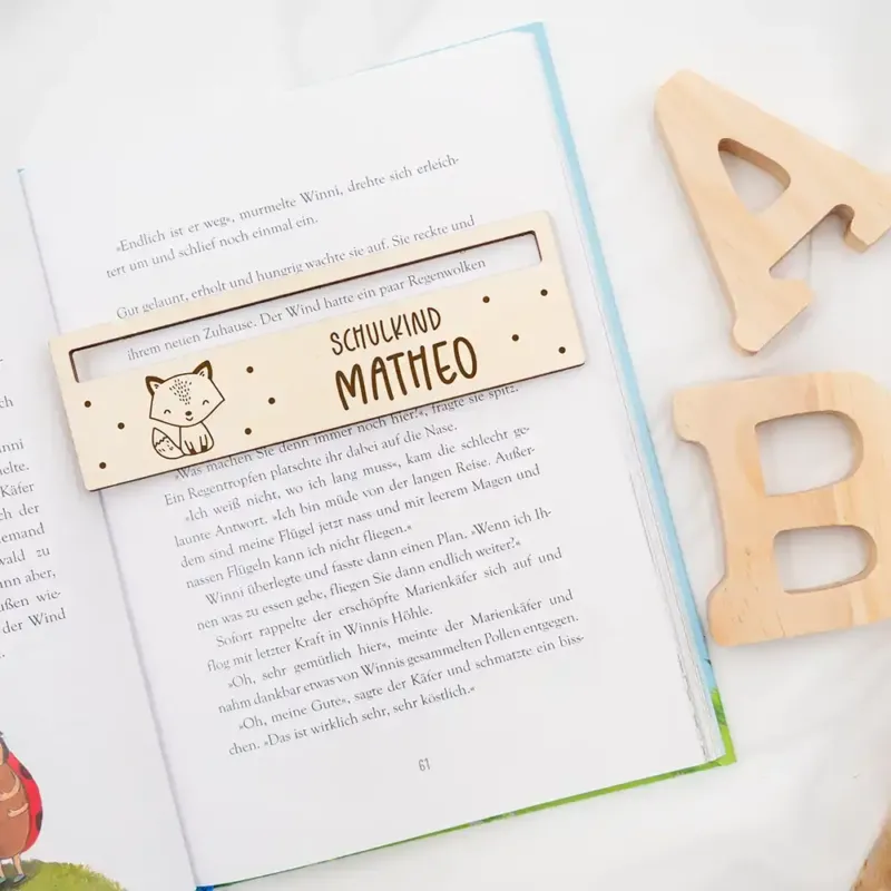 personalisierte lesehilfe mit niedlichem fuchs design für den schulanfang