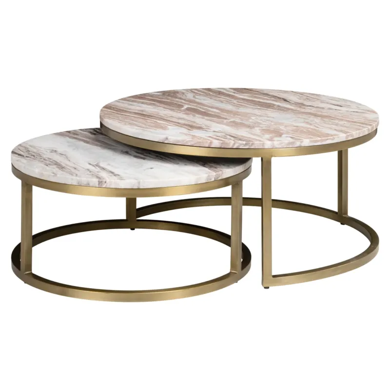Richmond Interiors 2er Set Marmor-Couchtisch Bottega | Blush Beige
