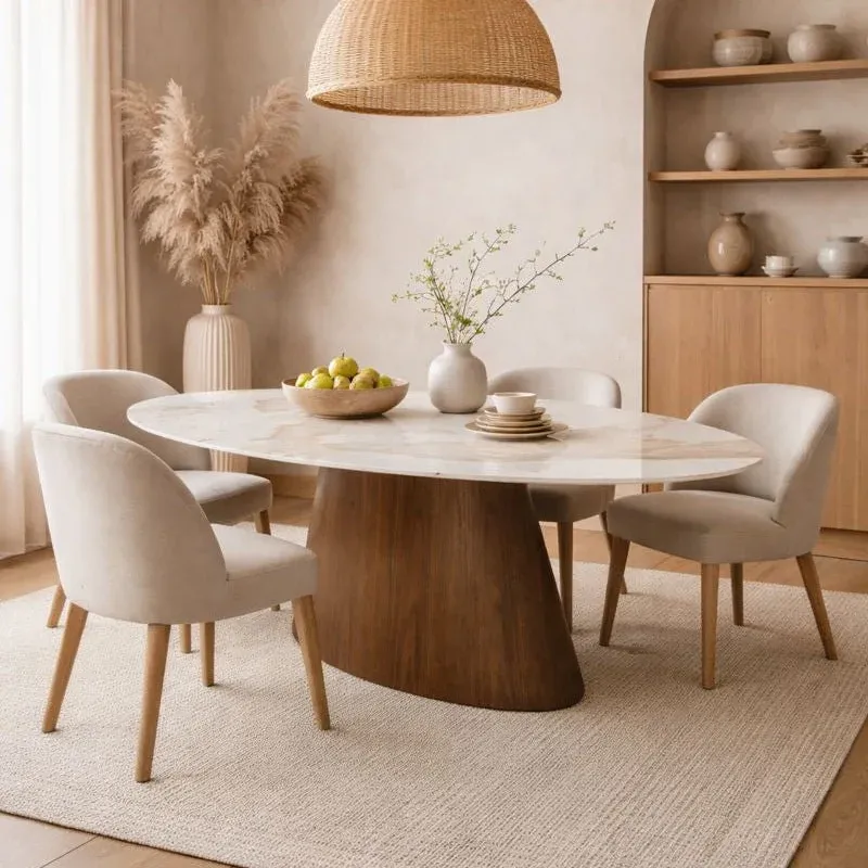 Ellipse Esstisch – Keramikmarmor – 220 x 110 x 76 cm – Ovaler Esstisch – Modernes Und Zeitloses Design
