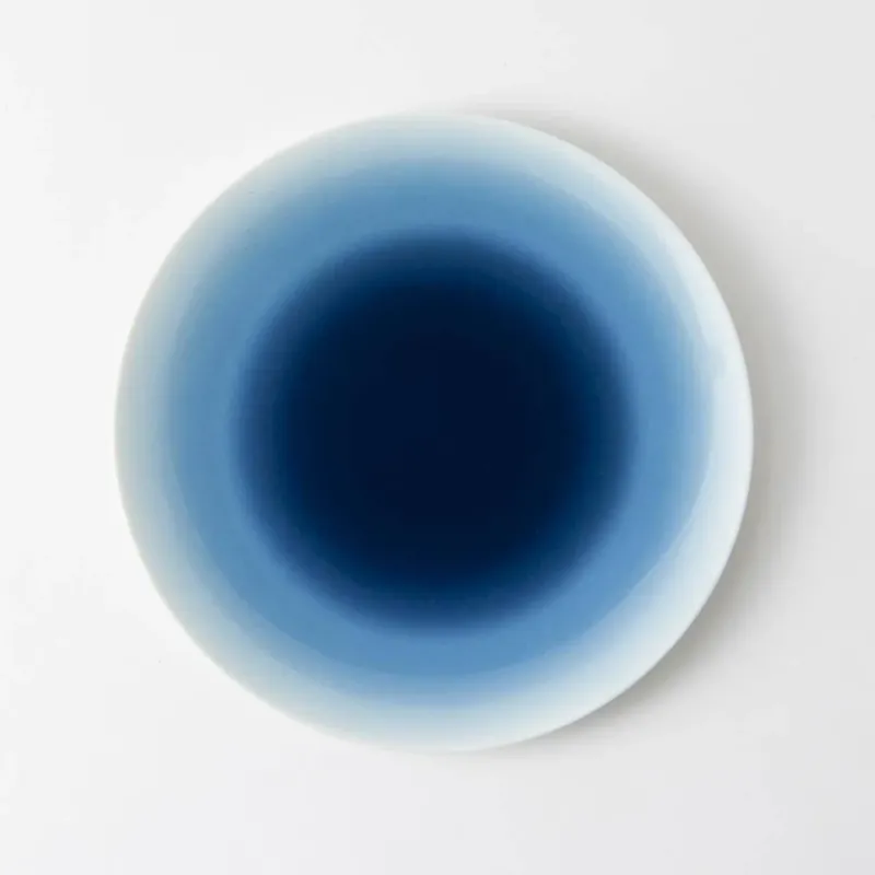 Hibino Land Blue Mino Ware Round Plate M - MUSUBI KILN - Quality Japanese Tableware and Gift
