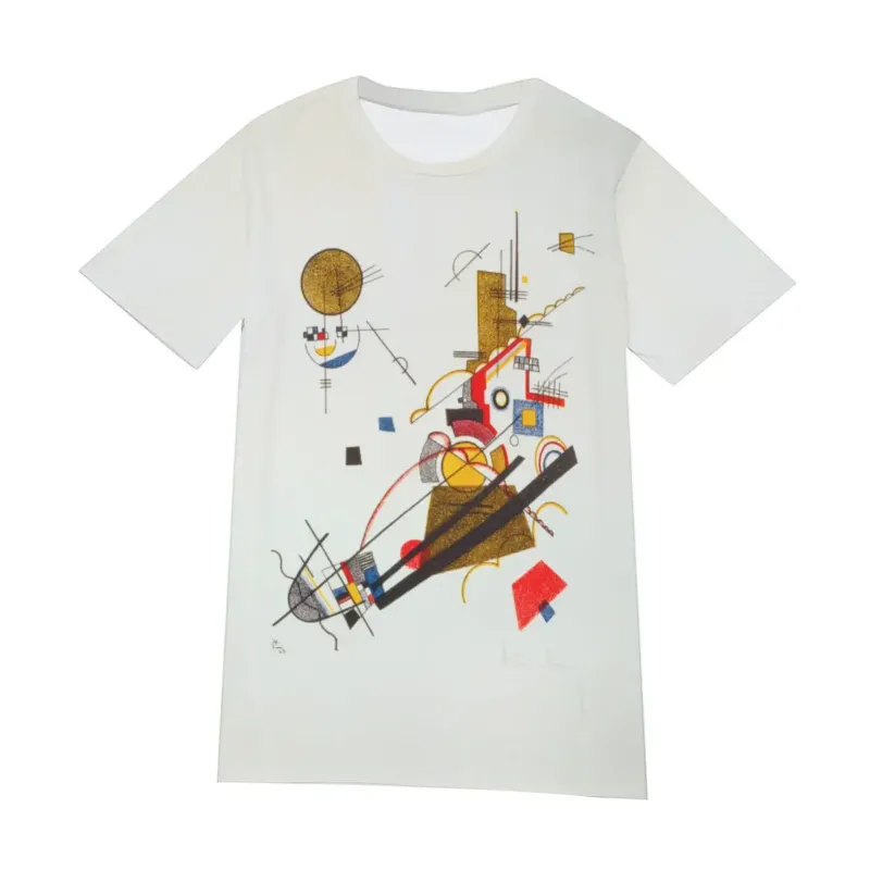 Joyful Ascension by Wassily Kandinsky T-shirt with abstract artwork on a white cotton base