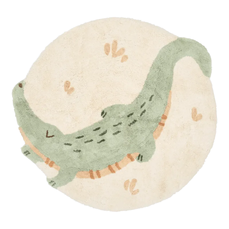 Little Dutch Teppich Krokodil Grün Safari Leo, rund mit Krokodilmotiv