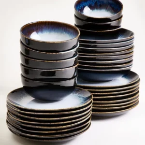 Alcachofra Geschirr-Set schwarzblau 32-teilig