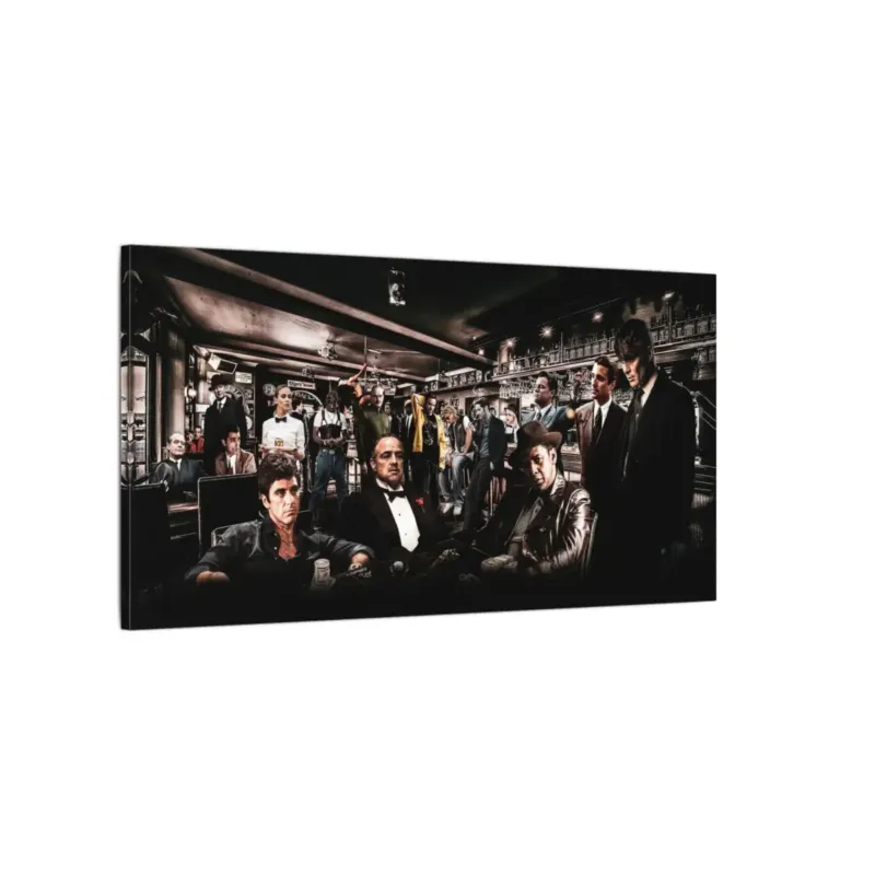 Gangster movie canvas print showing vintage film poster with classic cinema mafia artwork for wall decoration