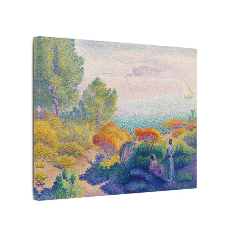 Henri-Edmond Cross Two Women by the Shore canvas with Mediterranean colors
